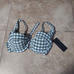 Gianni Bini Green Checkered Bikini Top